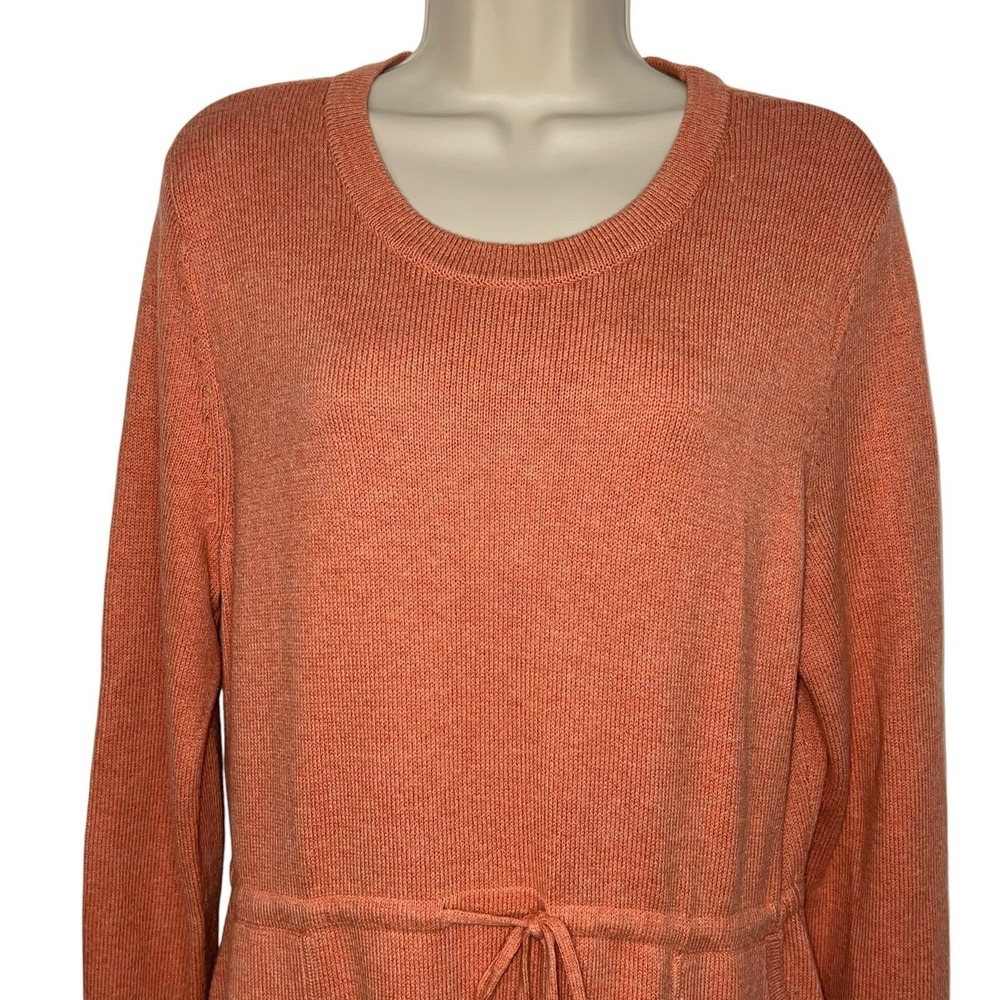 J. Jill Size Med‎ Soft Orange Heather Pure Jill Drawstring-Waist Sweater Dress - Picture 3 of 12
